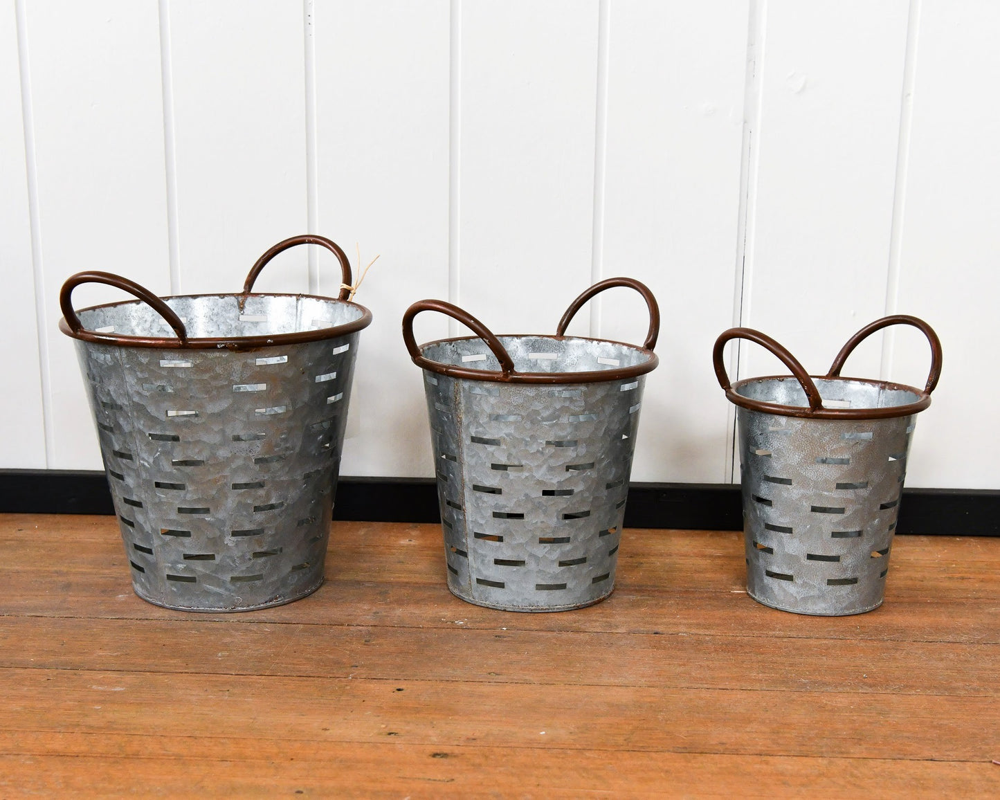 Galvanized Metal Olive Buckets