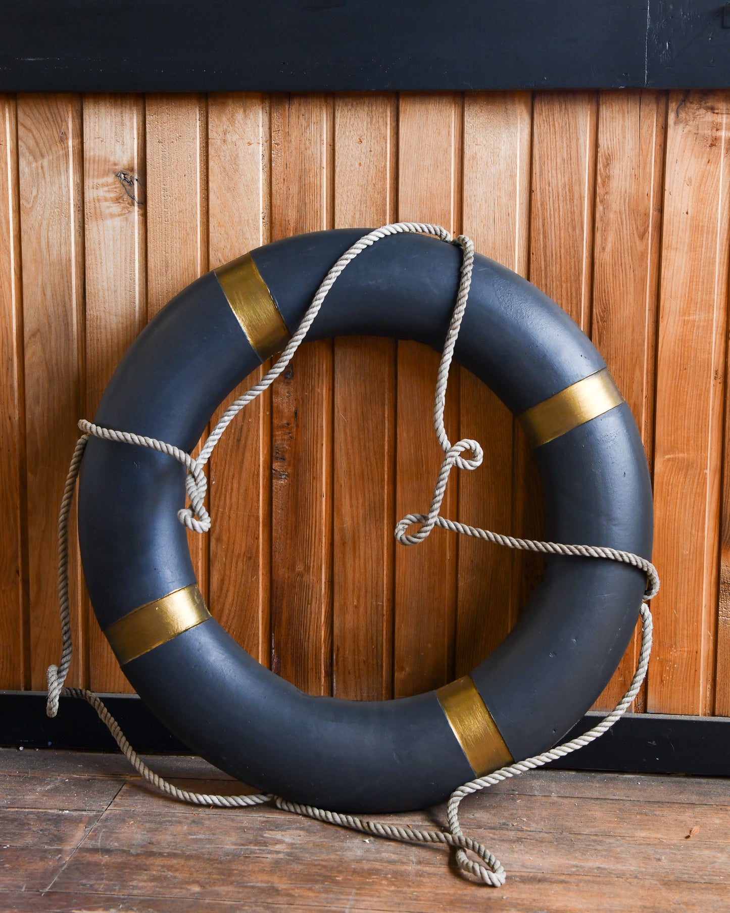 Hand Painted Life Ring - Navy and Gold