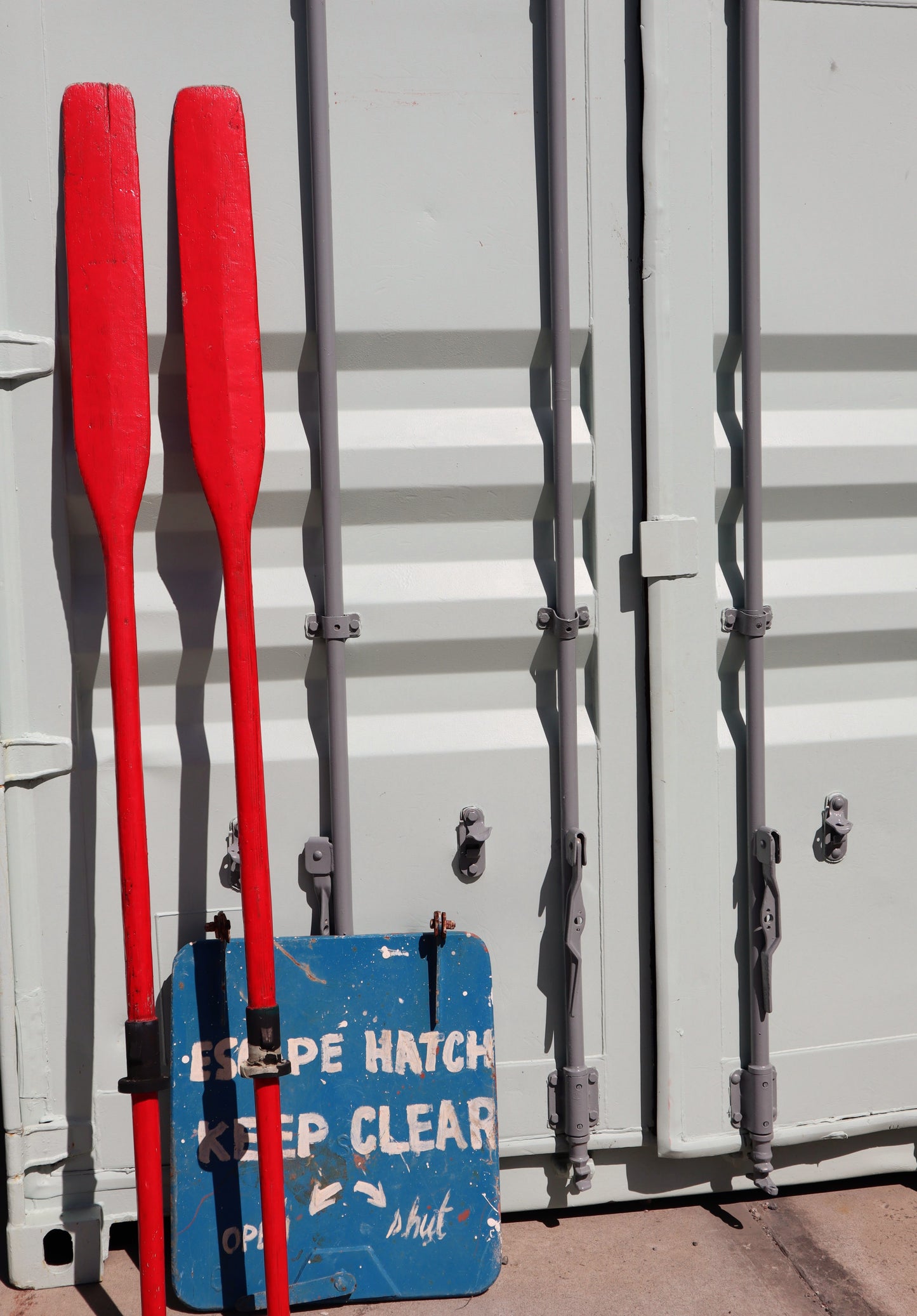 Vintage painted wooden oars