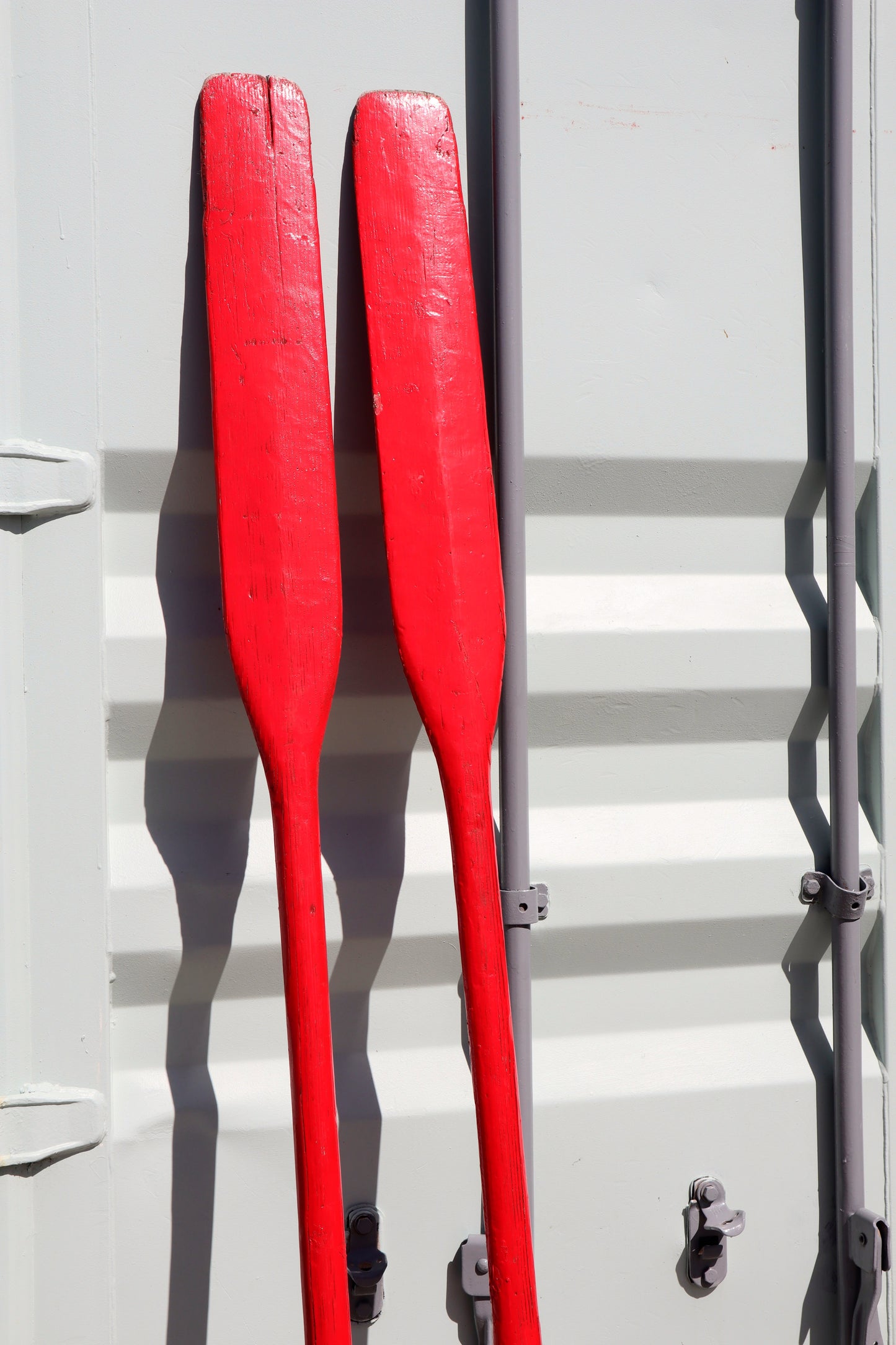 Vintage painted wooden oars