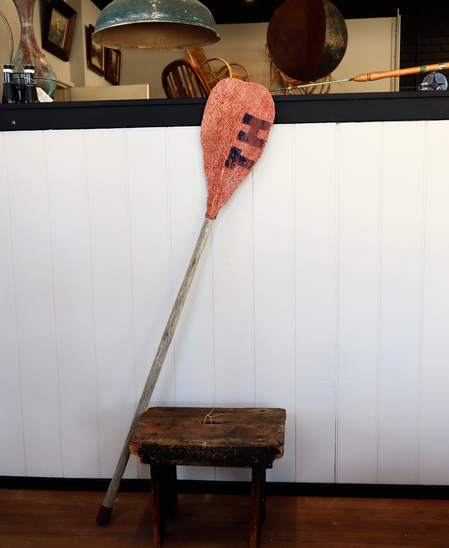 Vintage fibreglass and wooden paddle