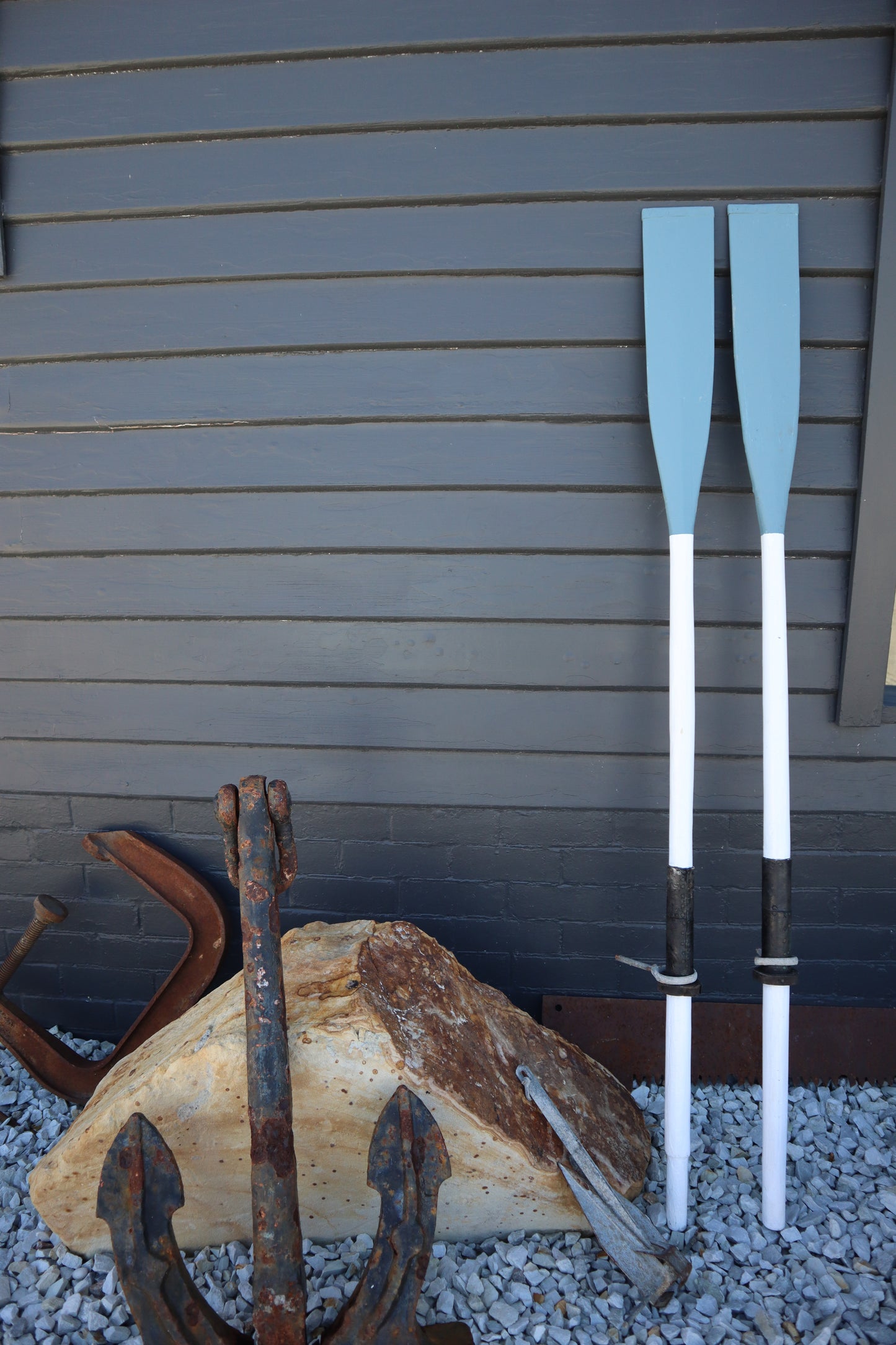 Vintage painted wooden oars