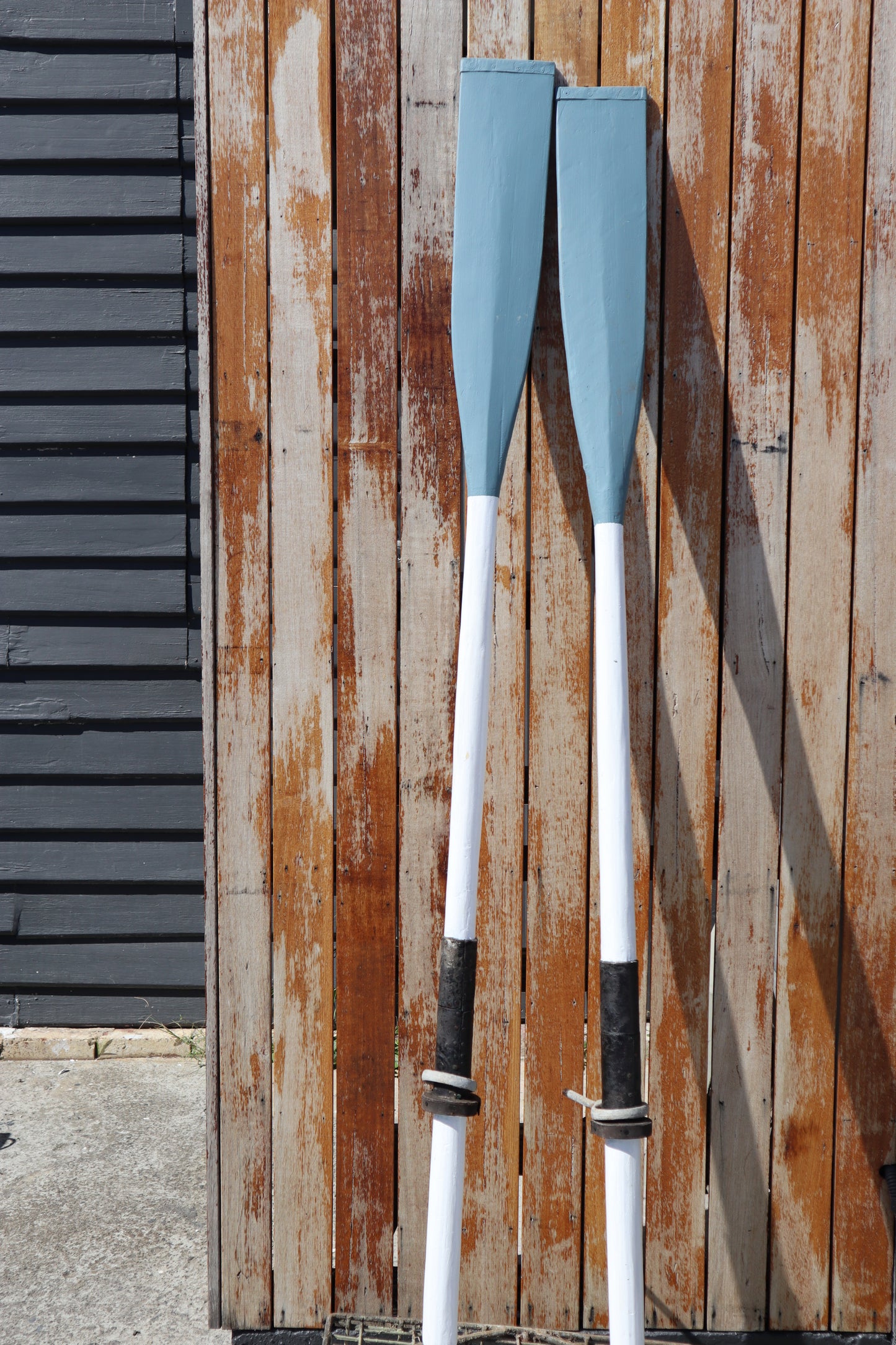 Vintage painted wooden oars