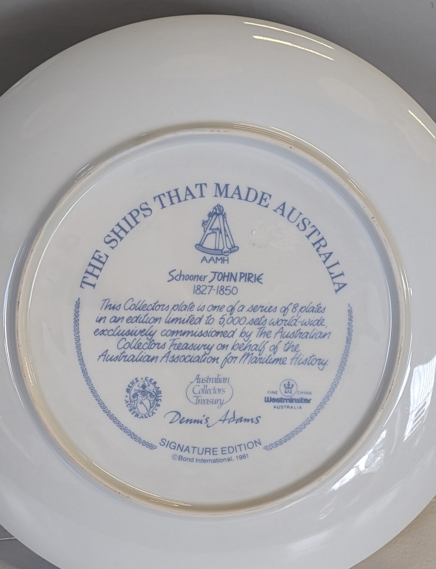 Vintage Decorative plate "Schooner John Pirie" The Ships That Made Australia Collection