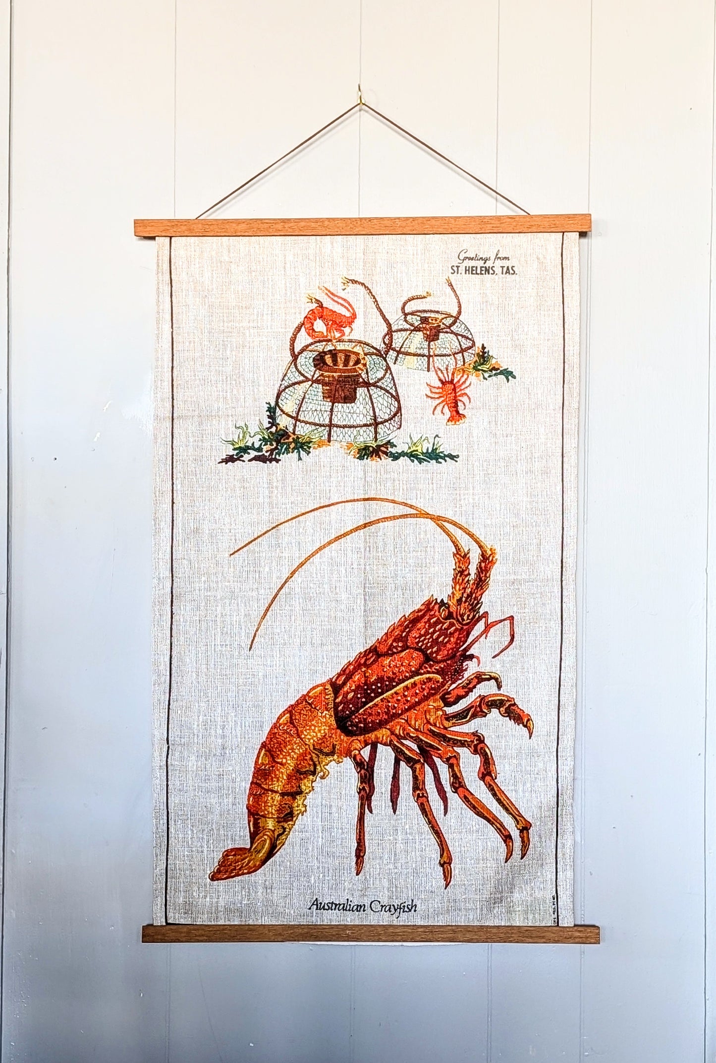 Vintage Linen Tasmanian Crayfish Tea Towel