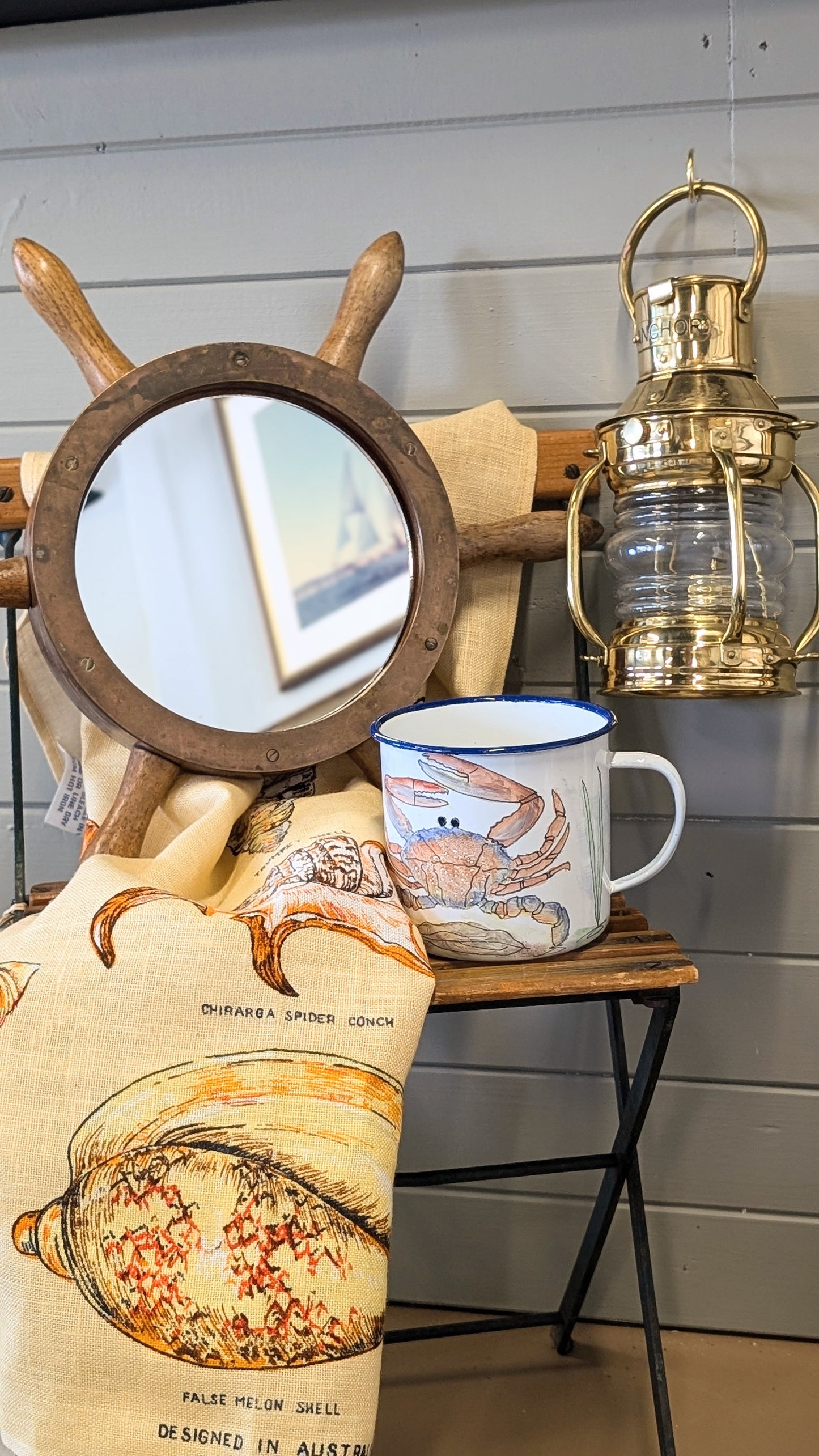 Vintage Miniature Ships Wheel Mirror