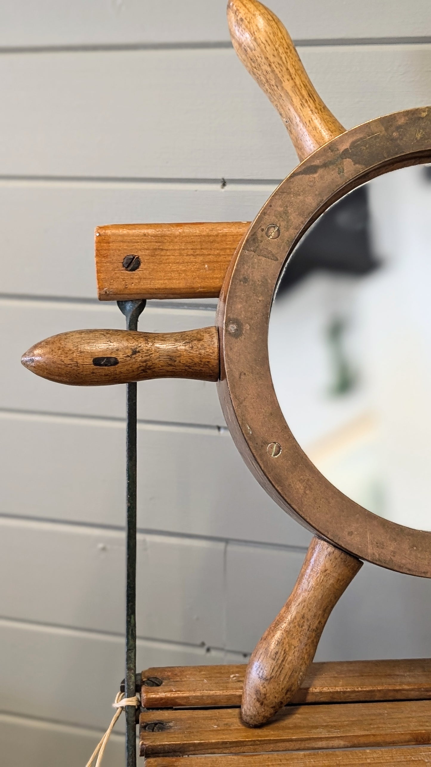 Vintage Miniature Ships Wheel Mirror