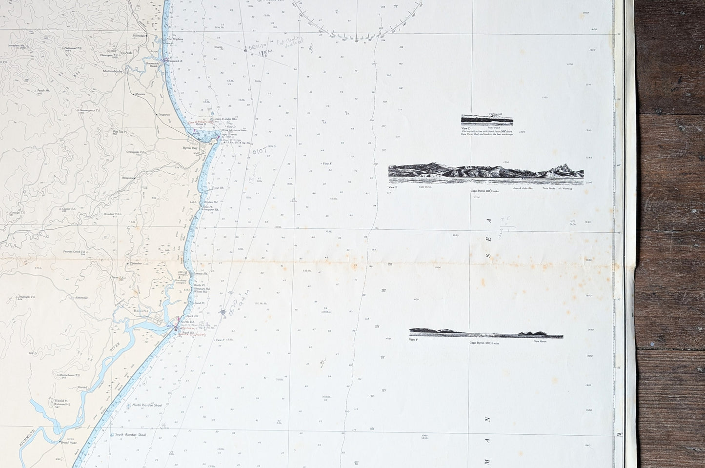 NSW/ QLD - 1962 Clarence River to Danger Point including Byron Bay 30 Chart / Map
