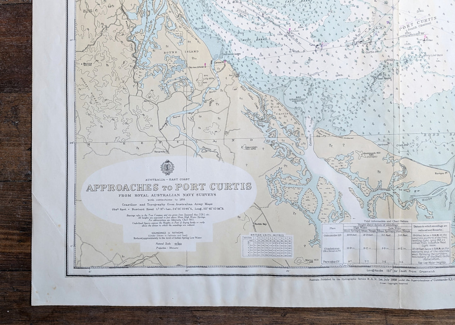 QLD - 1956 Approaches to Port Curtis Aus 164 Chart / Map
