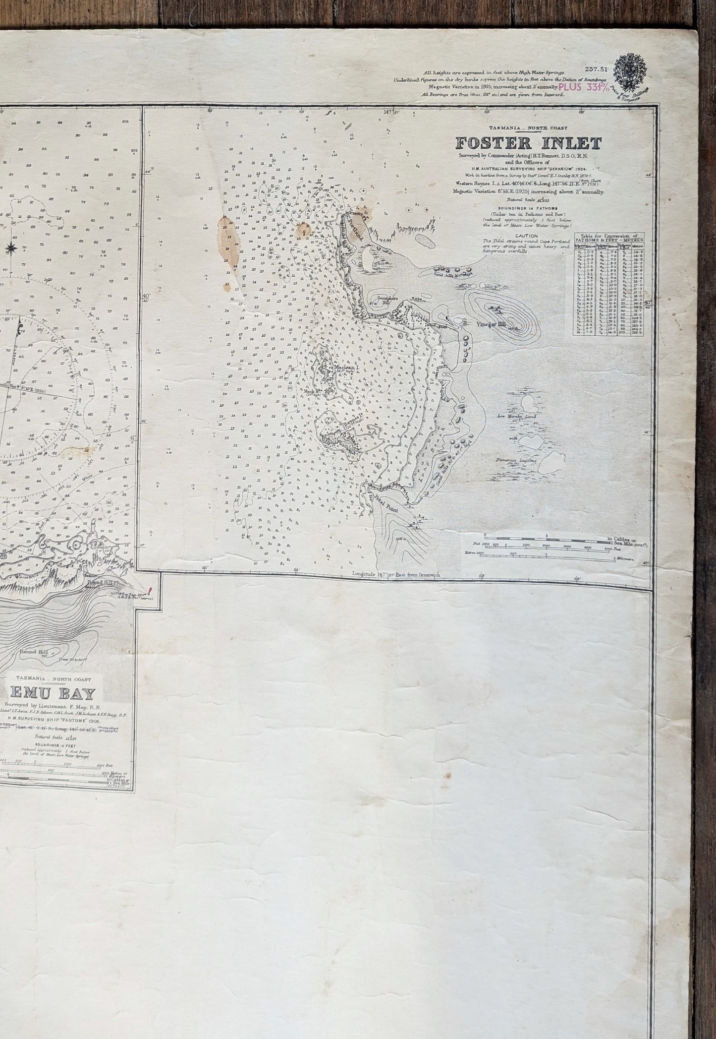 TAS - 1945 Northern Tasmania - "Plans in Tasmania" 3717 Chart / Map