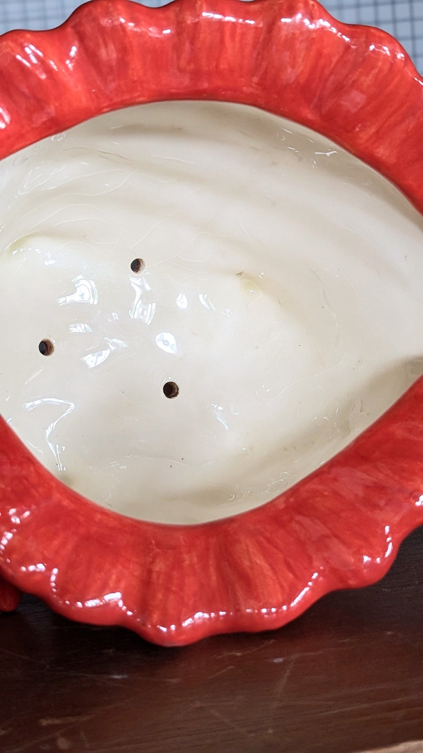 Vintage Red Conche Shell Ceramic Planter