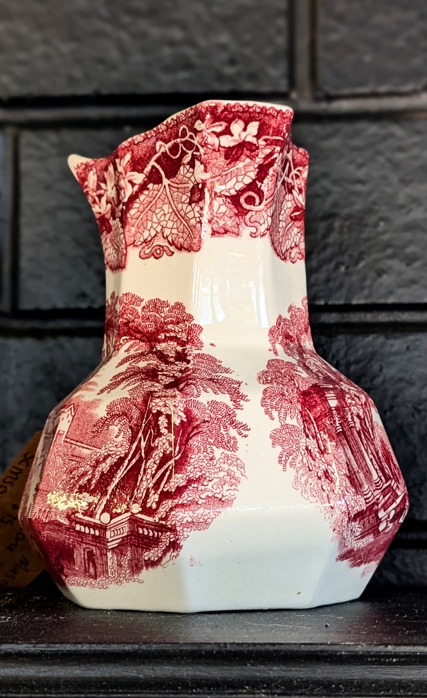 Vintage English Masons Vista Ironstone Jug Pink