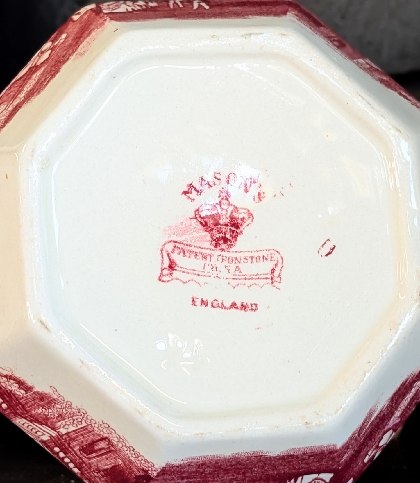 Vintage English Masons Vista Ironstone Jug Pink