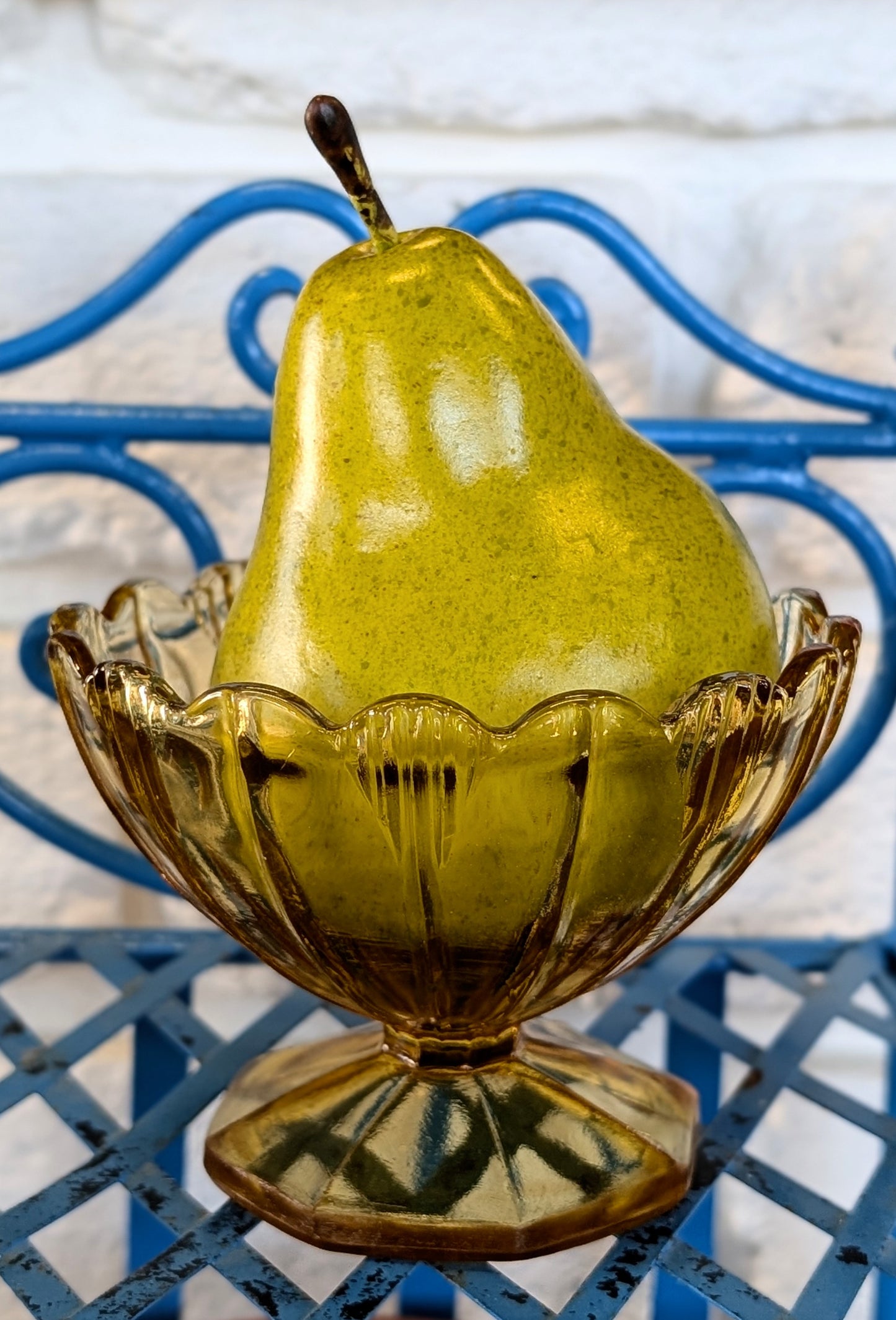 Art Deco Amber Glass Footed Bowls