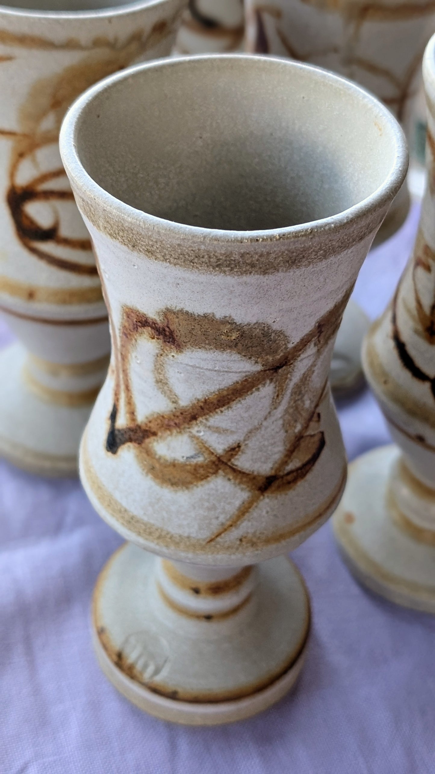Handmade Mid Century Ceramic Wine Cups
