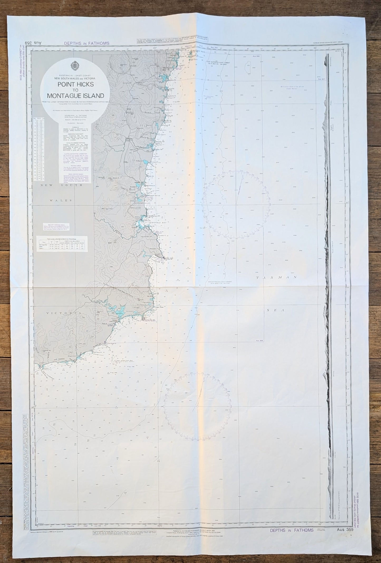 NSW + VICTORIA - Point Hicks to Montague Island AUS 359 Chart / Map