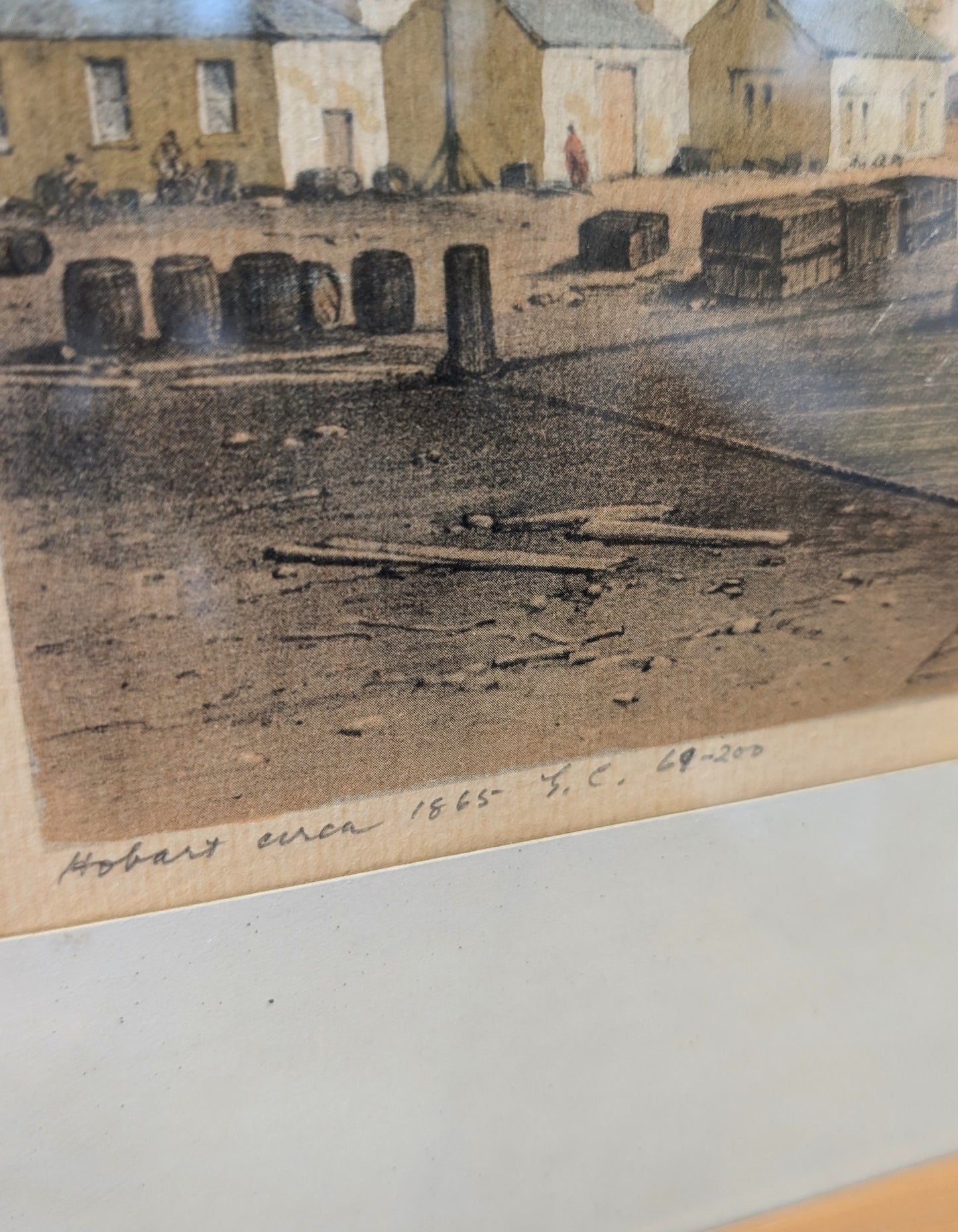 Vintage Etching of Hobart circa 1865