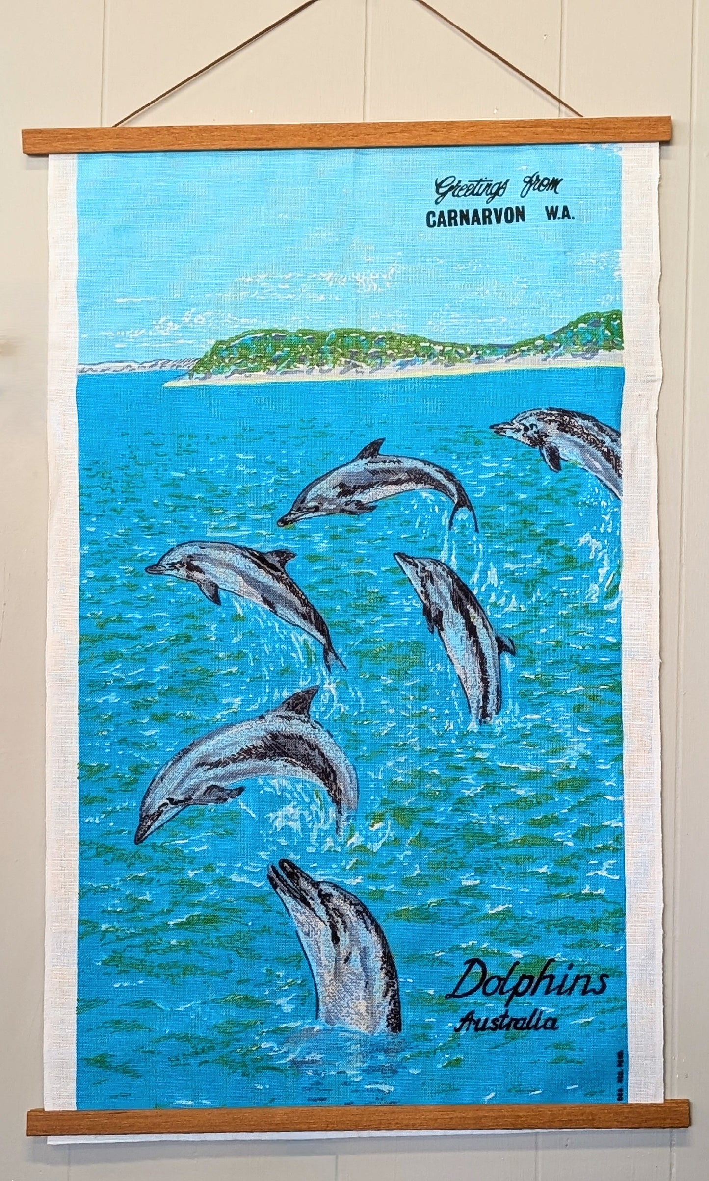 Vintage Linen Dolphin Western Australia Tea Towel