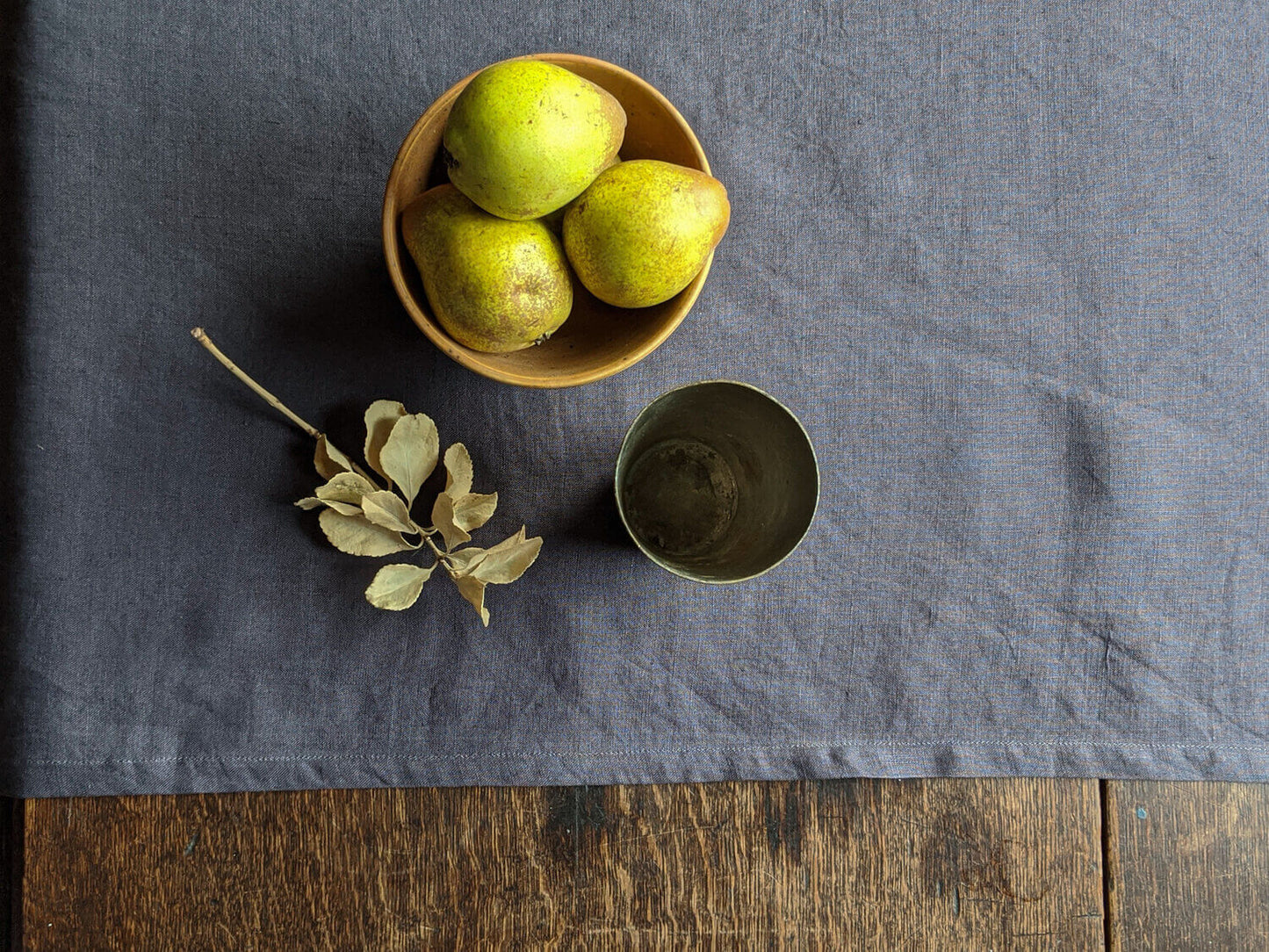 Charcoal grey linen table runner
