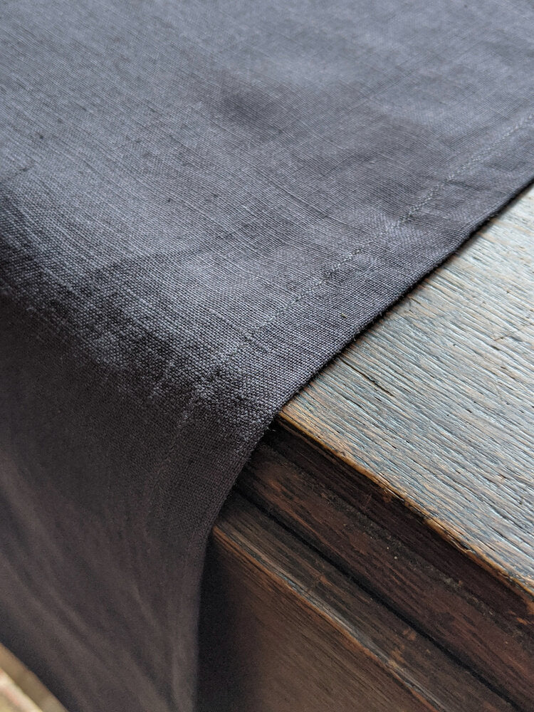 Charcoal grey linen table runner