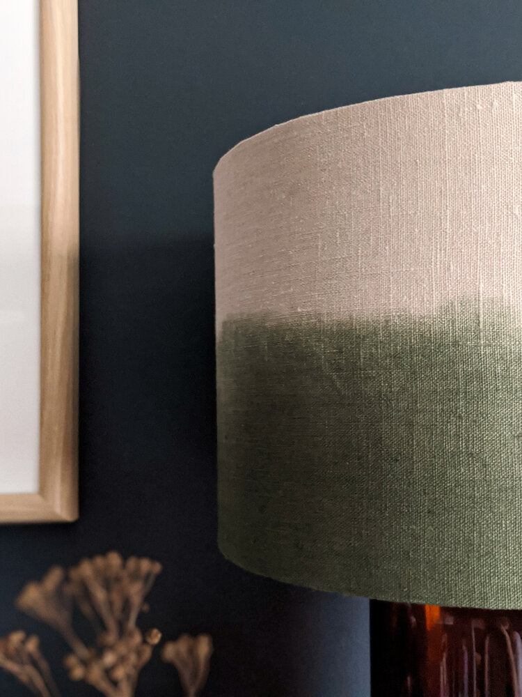 Hand Dyed Linen Ombre Lampshade - Green and Natural