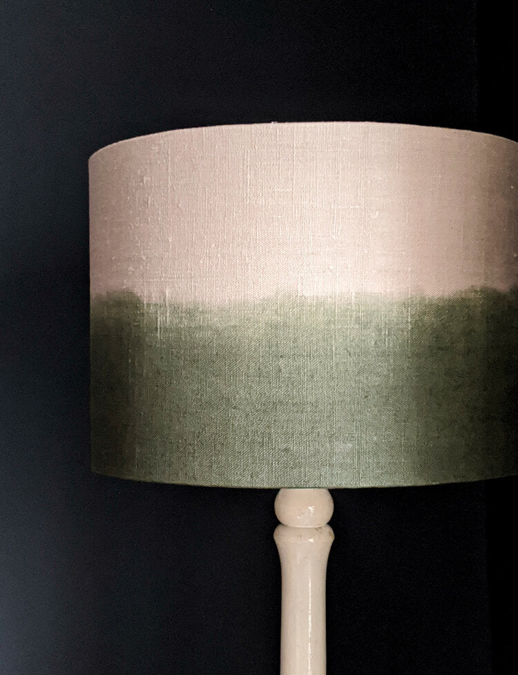 Hand Dyed Linen Ombre Lampshade - Green and Natural