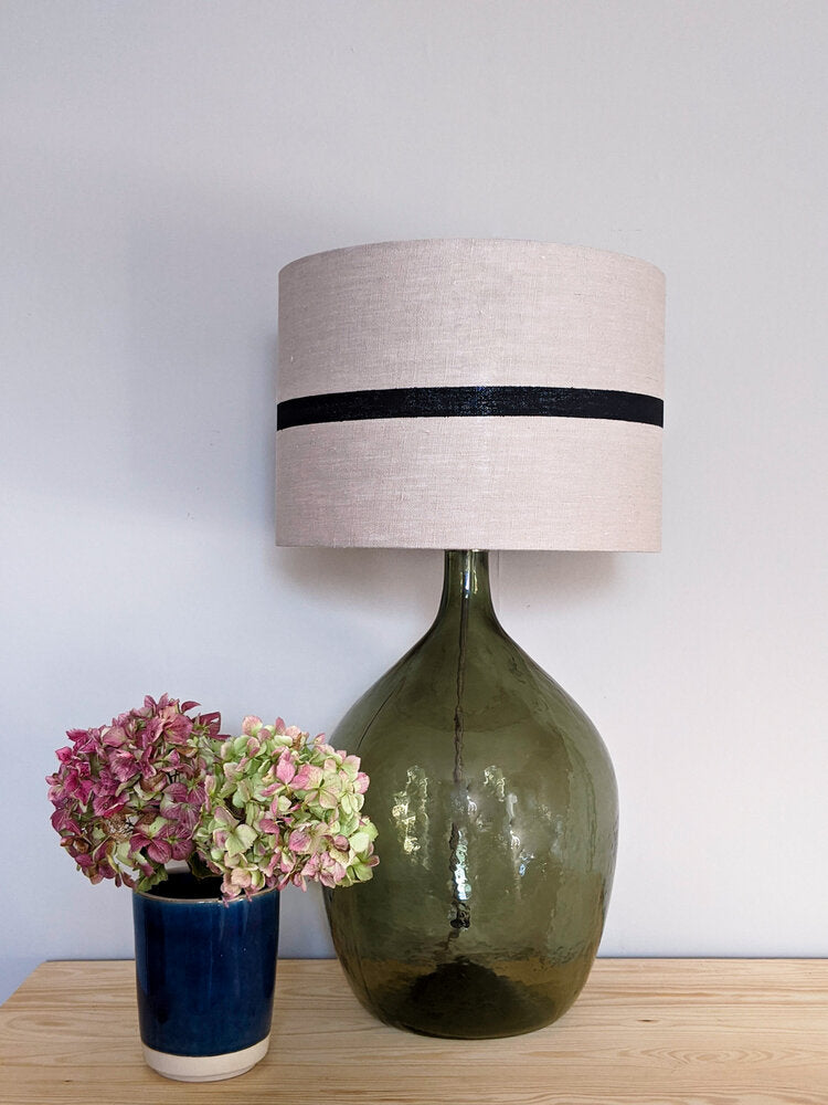 Hand Painted Irish Linen Lamp Shade - Natural and Black