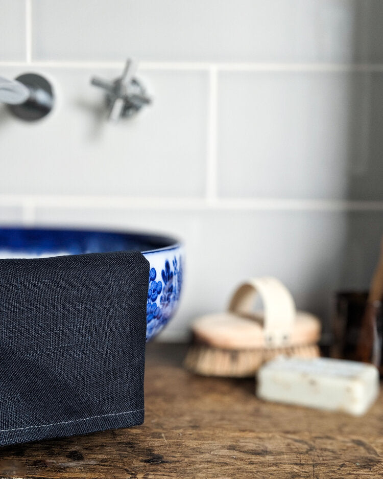 Navy linen face cloth
