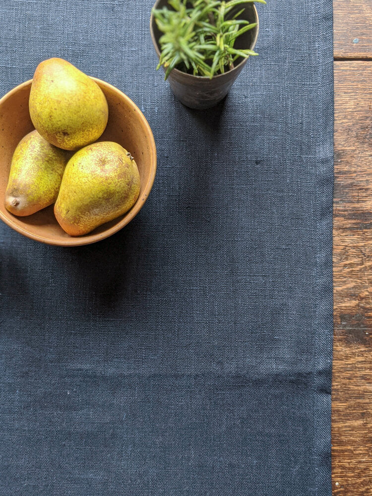 Navy Irish linen table runner
