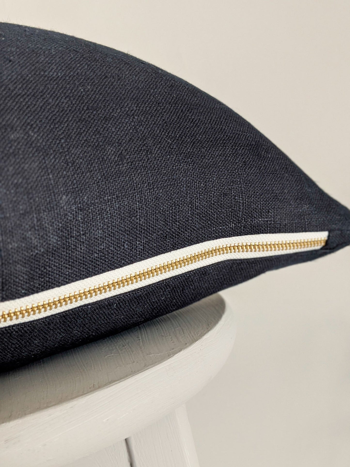 Linen Stripe Rectangle Cushion - Navy and White
