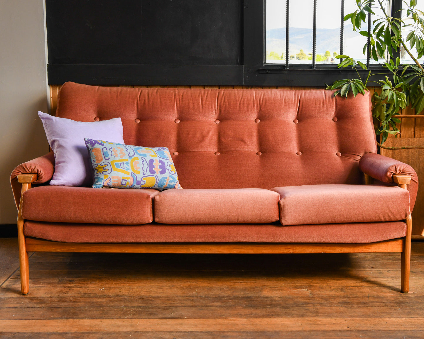 Mid Century Dusty Pink Velvet Lounge Suite