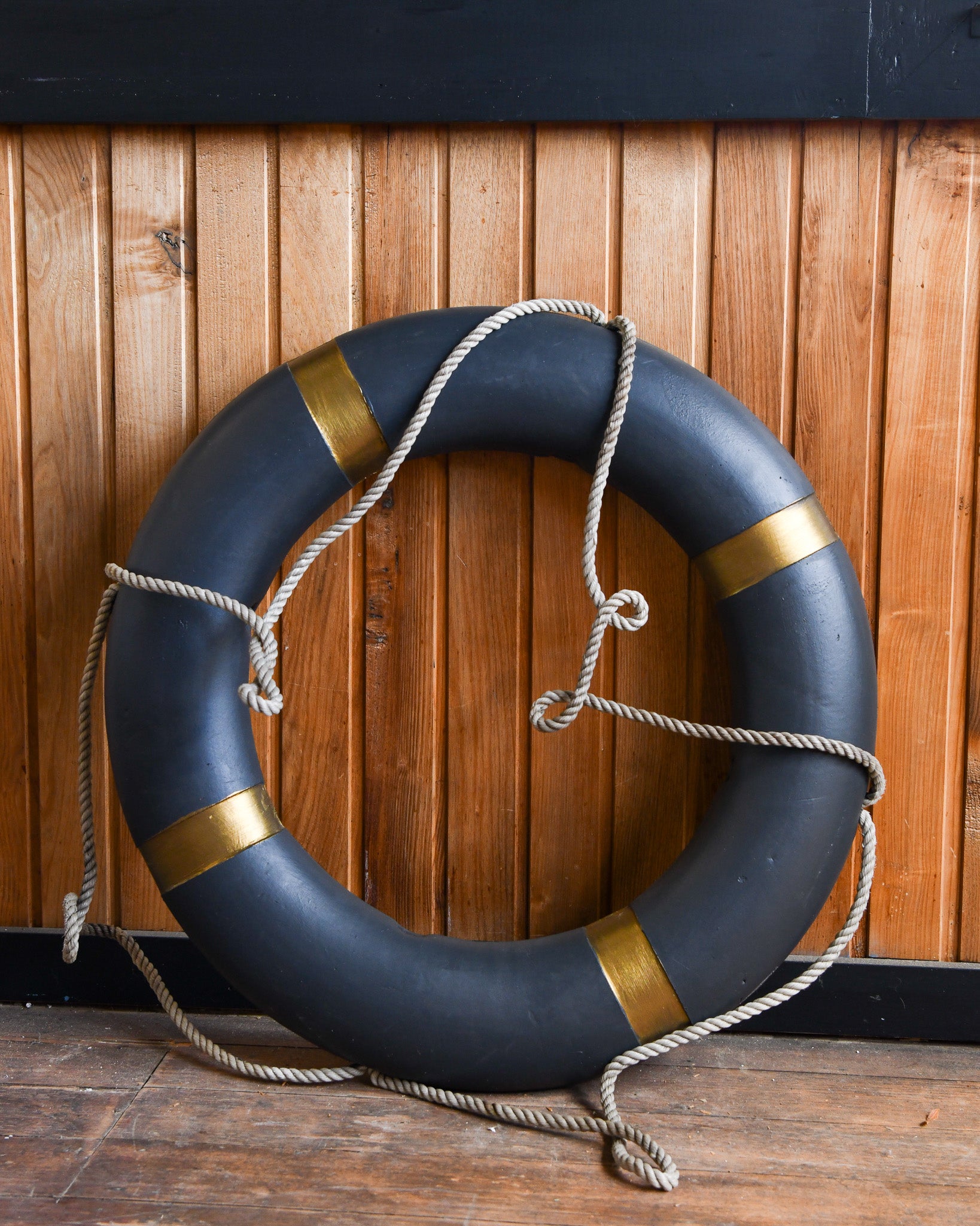 Hand Painted Life Ring - Navy and Gold – The Old Shop Yard