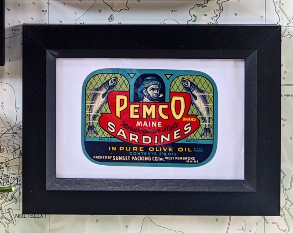 Framed Vintage Sardine Labels