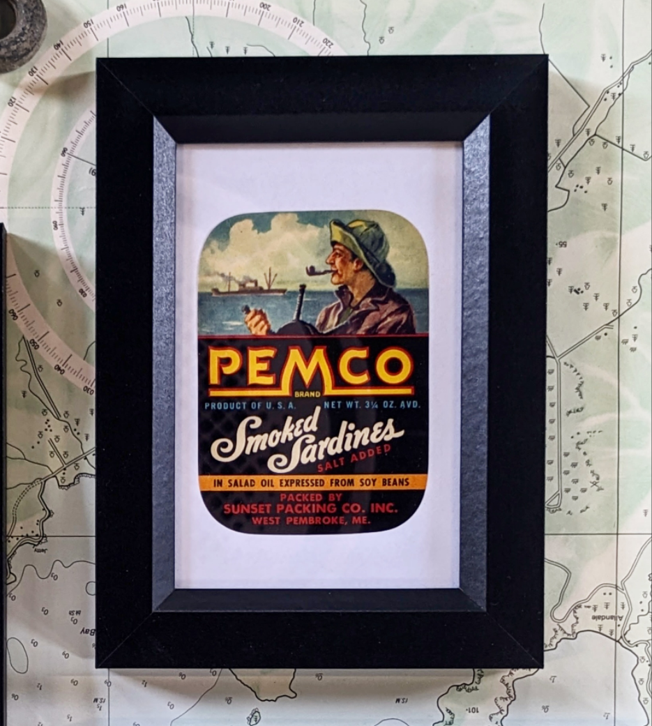 Framed Vintage Sardine Labels