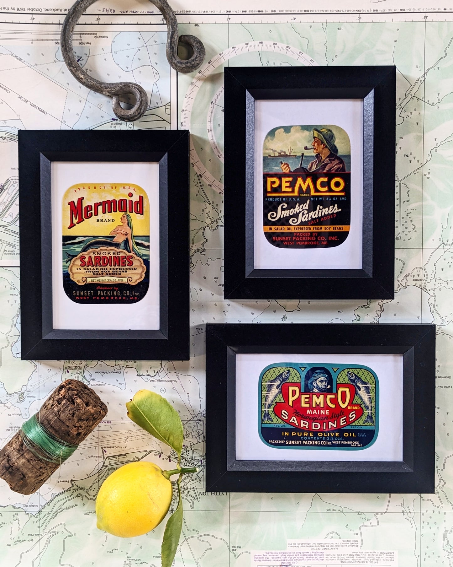 Framed Vintage Sardine Labels