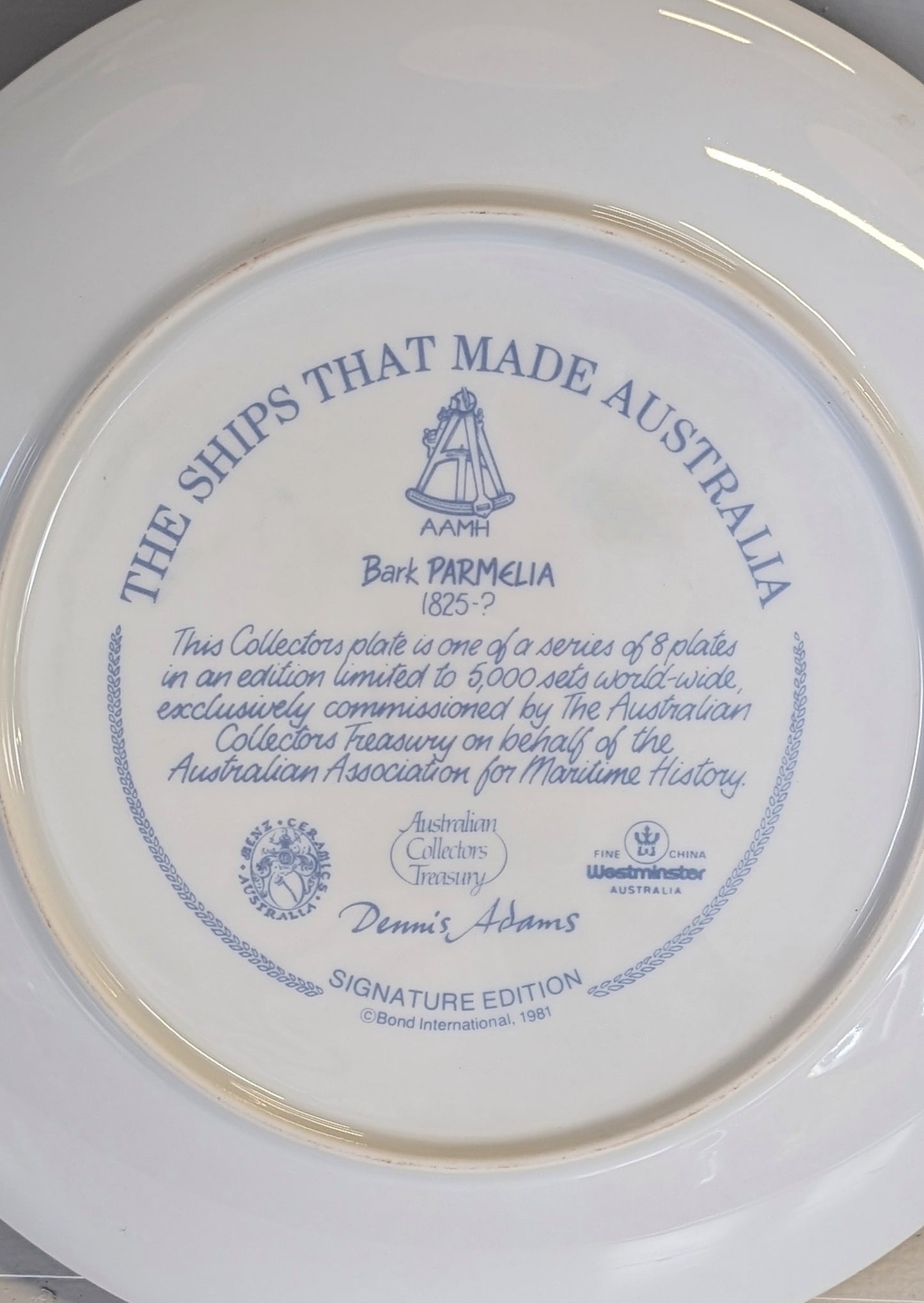 Vintage Decorative plate "BARK PARMELIA" The Ships That Made Australia Collection