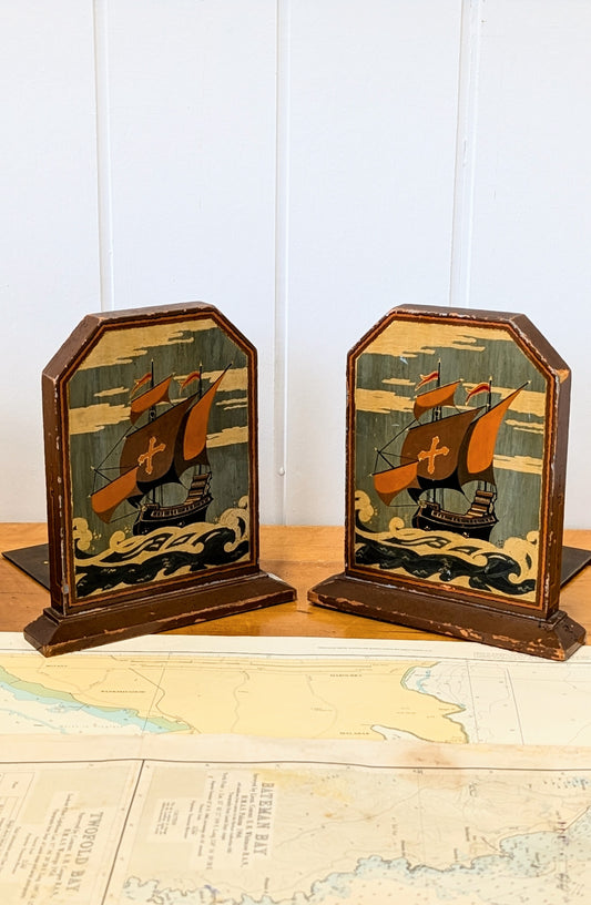 Art Deco Hand Painted Book Ends