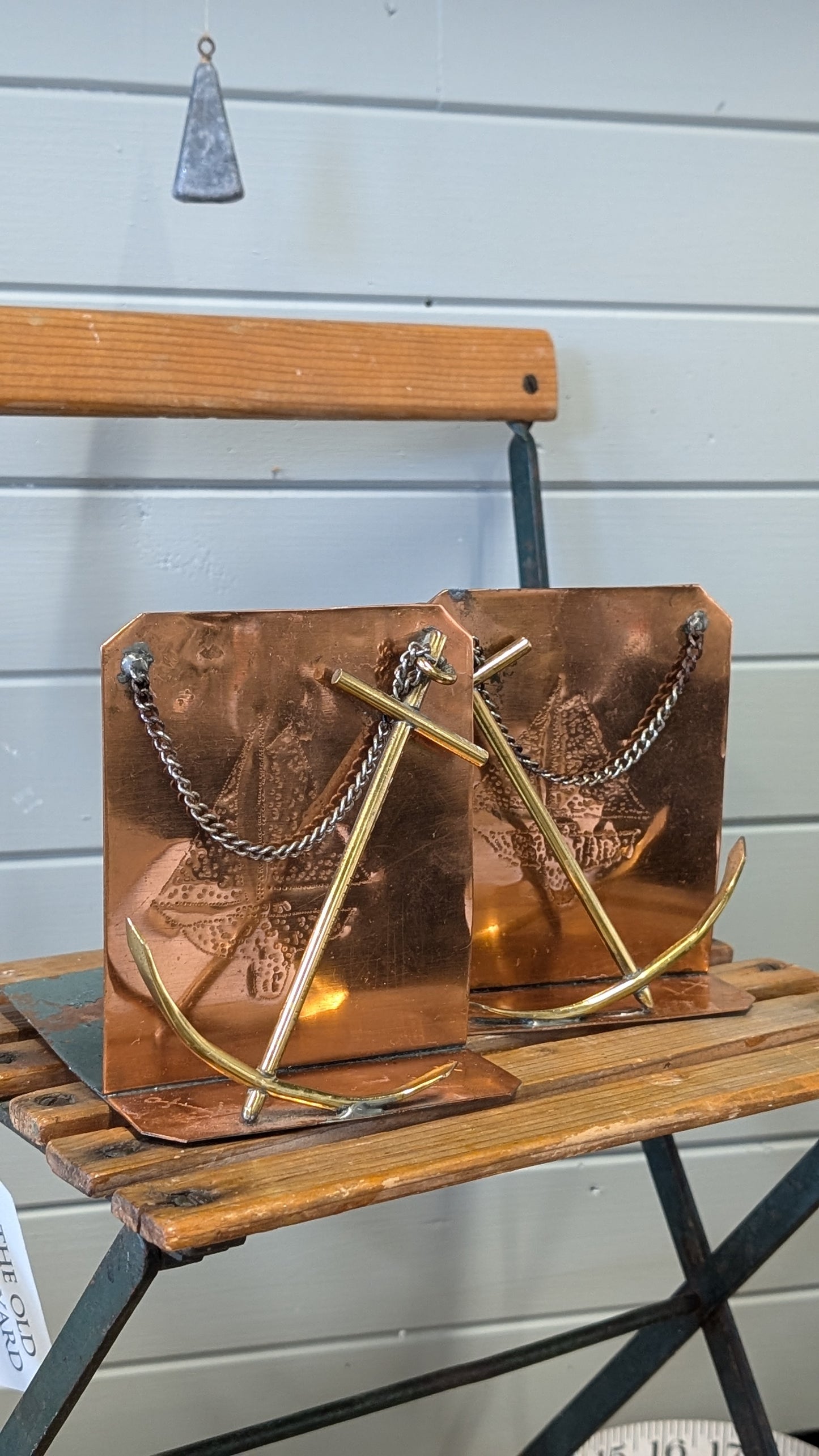 Vintage Copper and Brass Anchor Book Ends