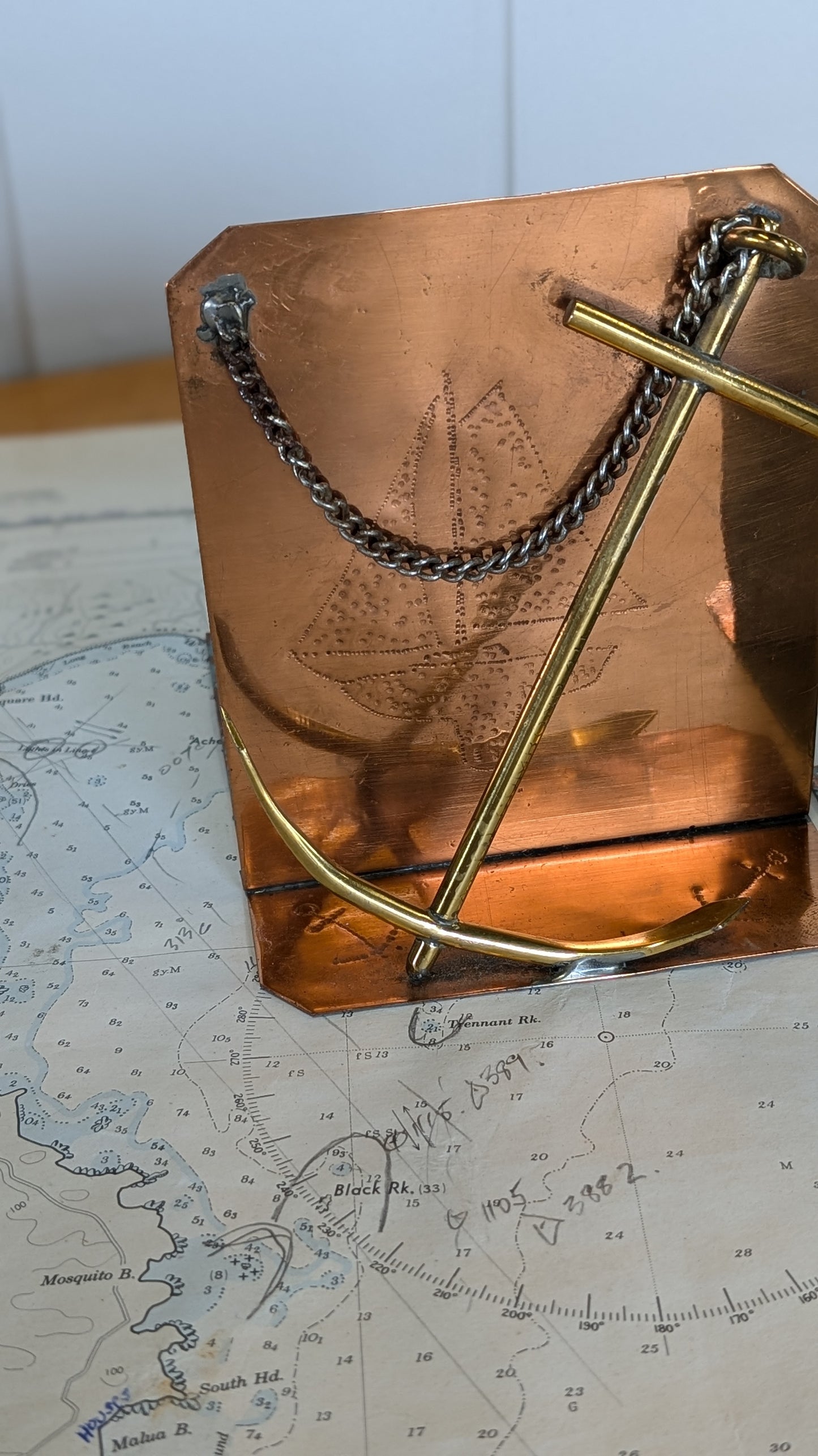 Vintage Copper and Brass Anchor Book Ends