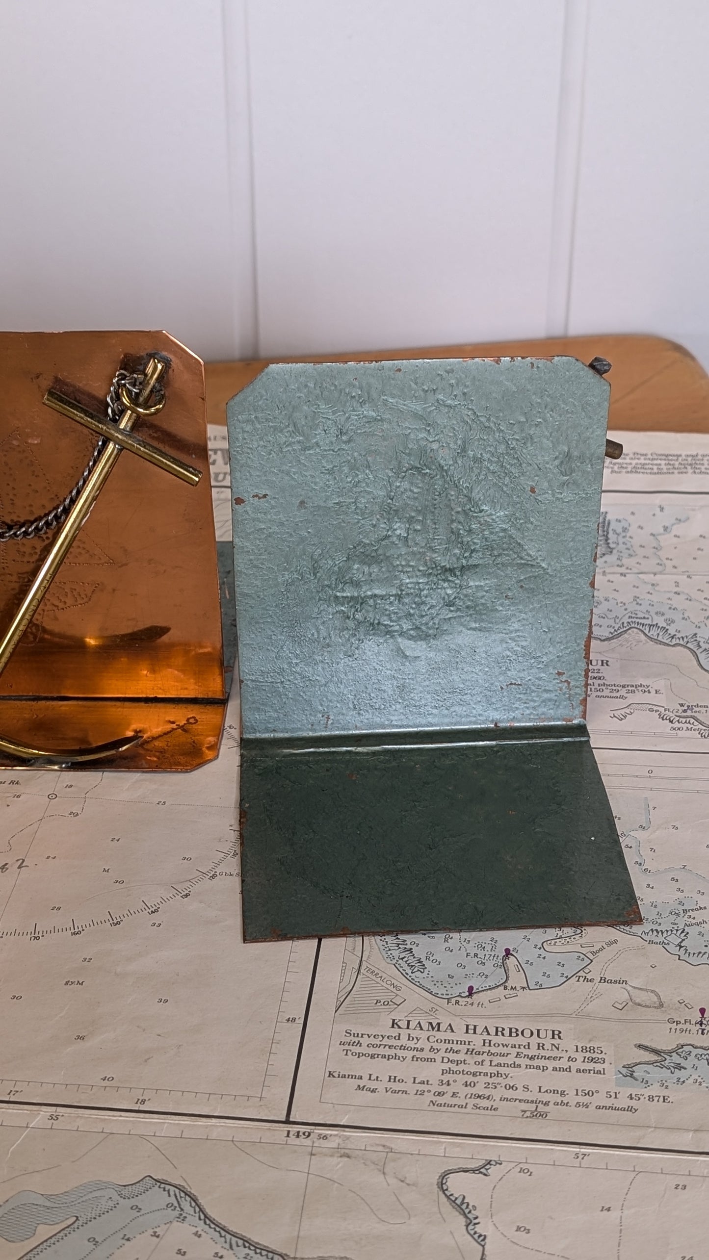 Vintage Copper and Brass Anchor Book Ends