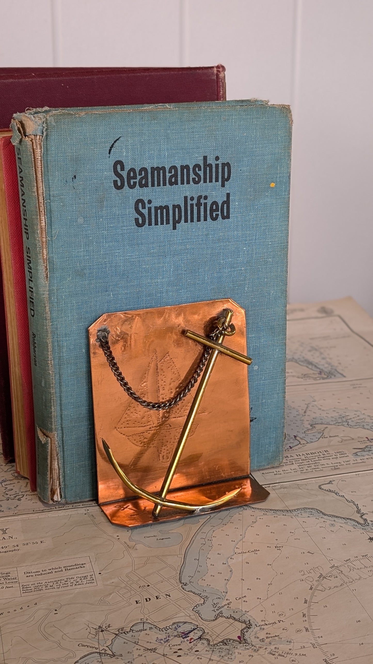 Vintage Copper and Brass Anchor Book Ends