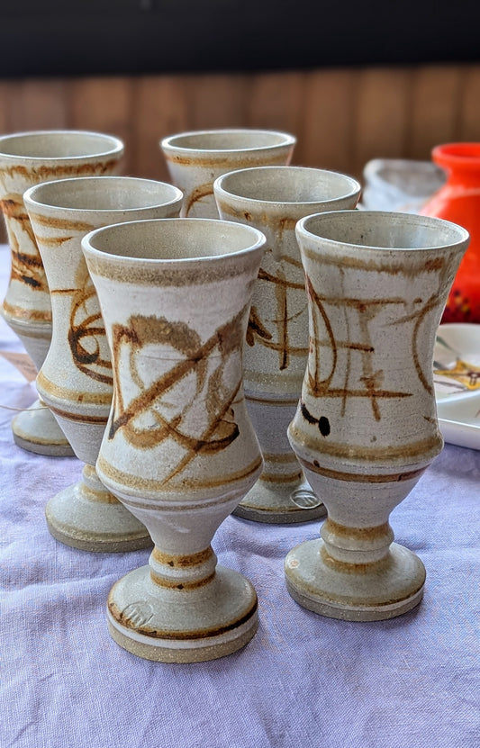 Handmade Mid Century Ceramic Wine Cups