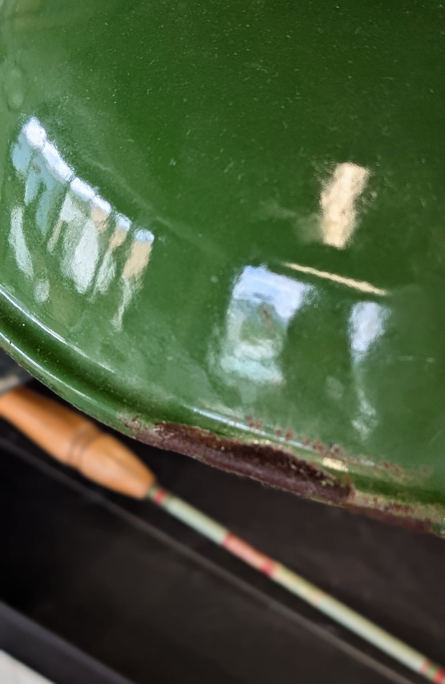 Vintage Industrial Enamel Lampshade Pendant Green