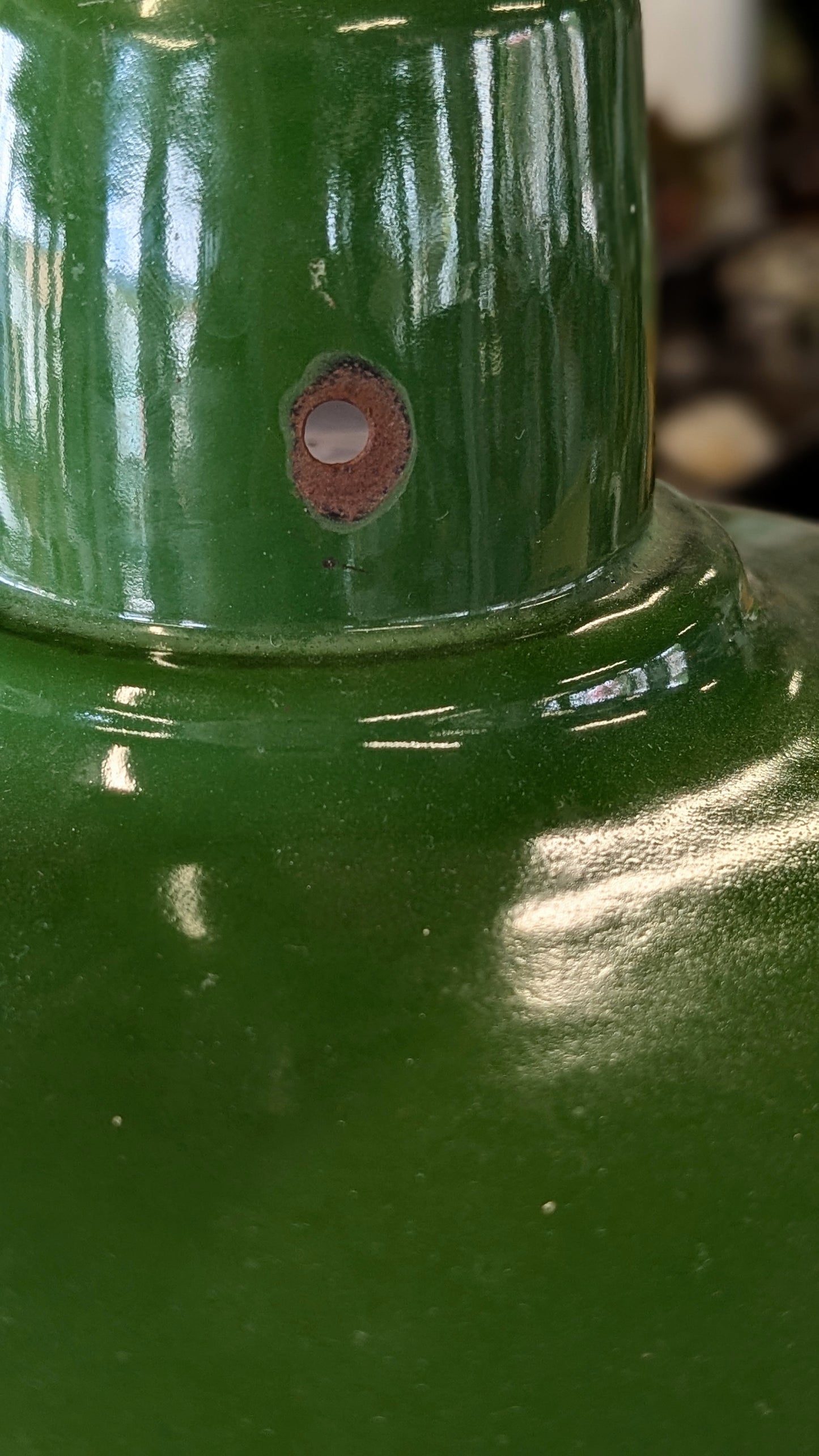 Vintage Industrial Enamel Lampshade Pendant Green
