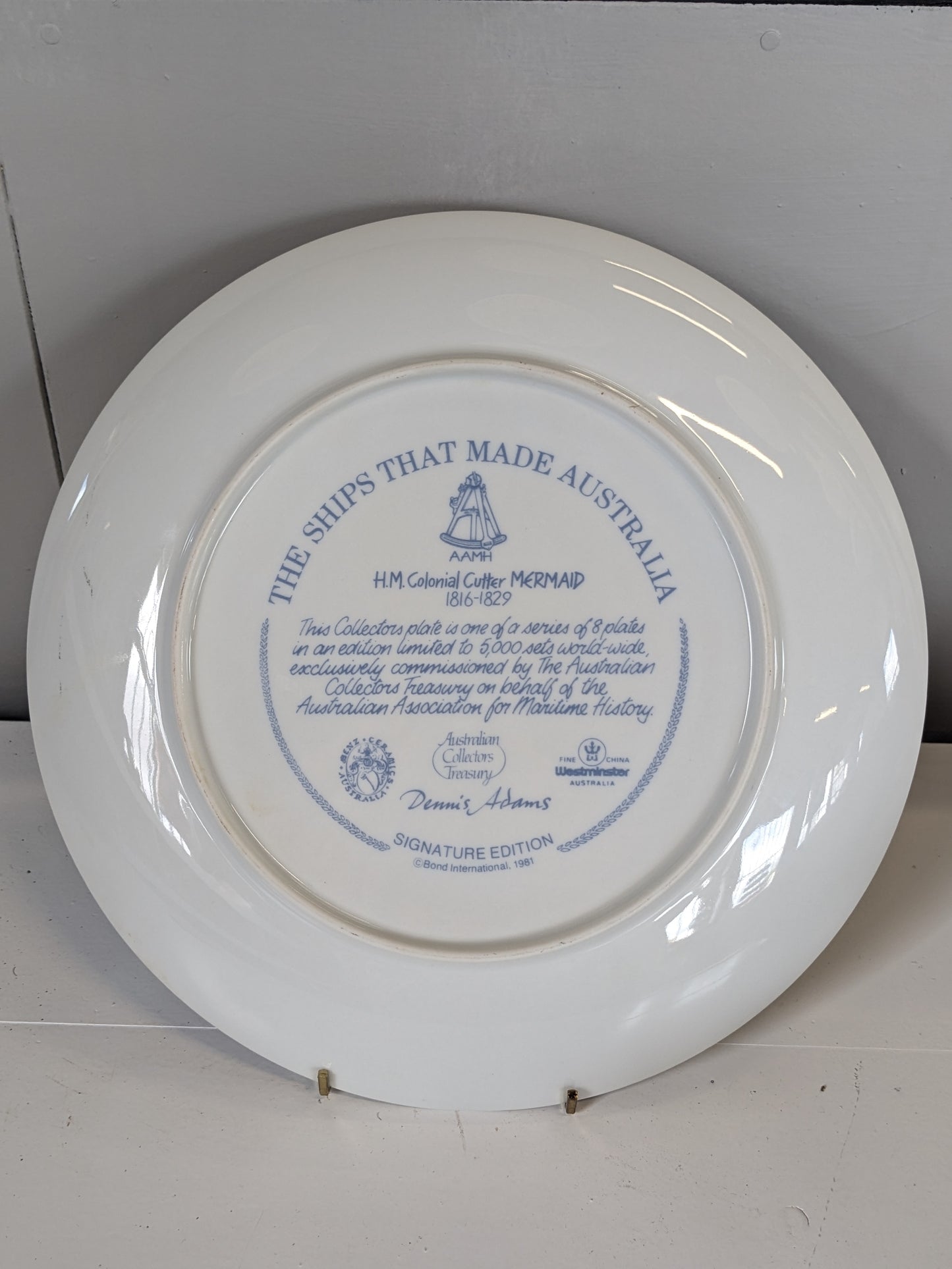 Vintage Decorative plate "HM Colonial Cutter Mermaid" The Ships That Made Australia Collection