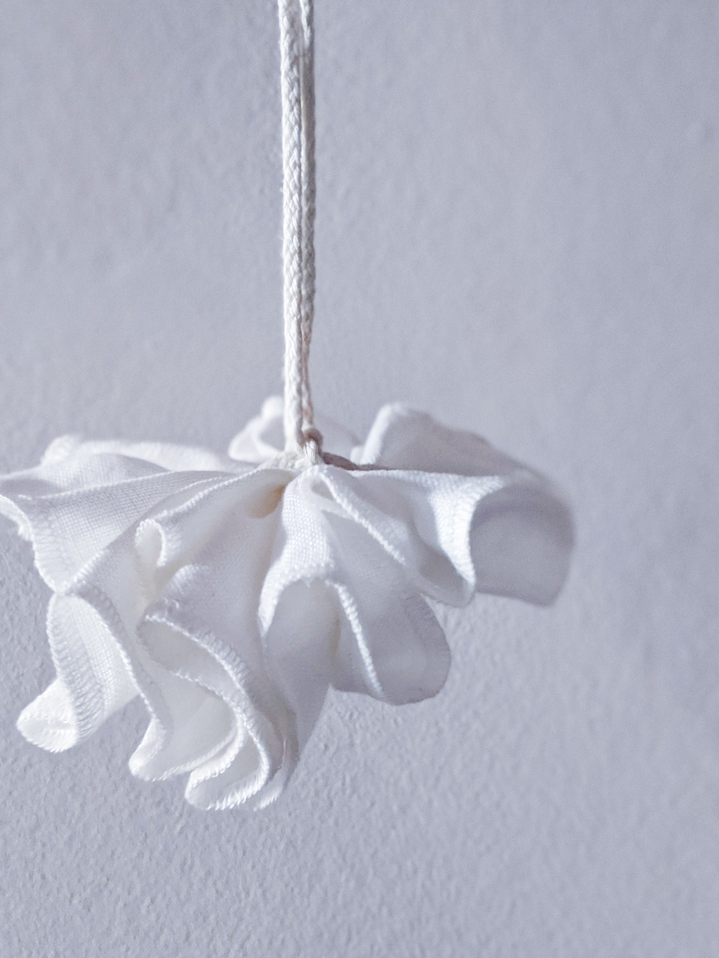White Irish linen shower pouf