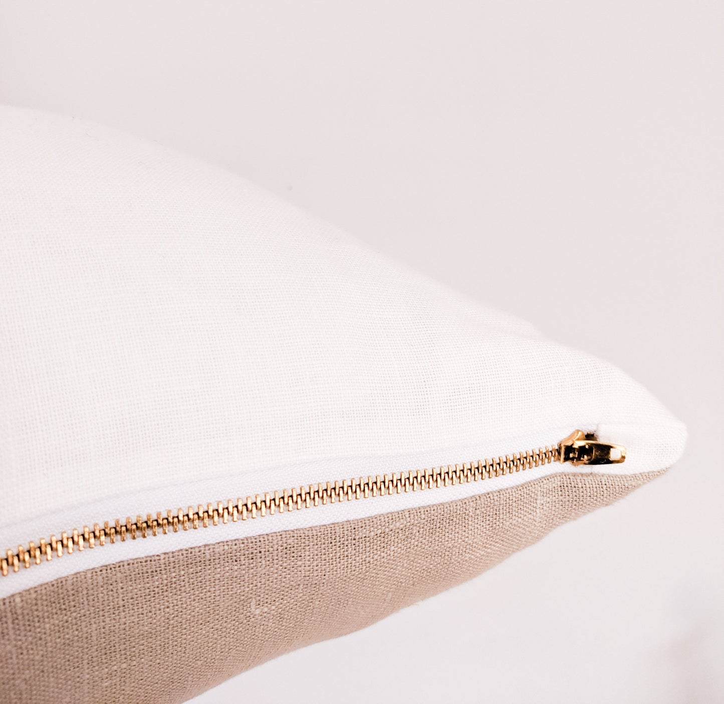 Linen Fray Stripe Cushion - White and Natural