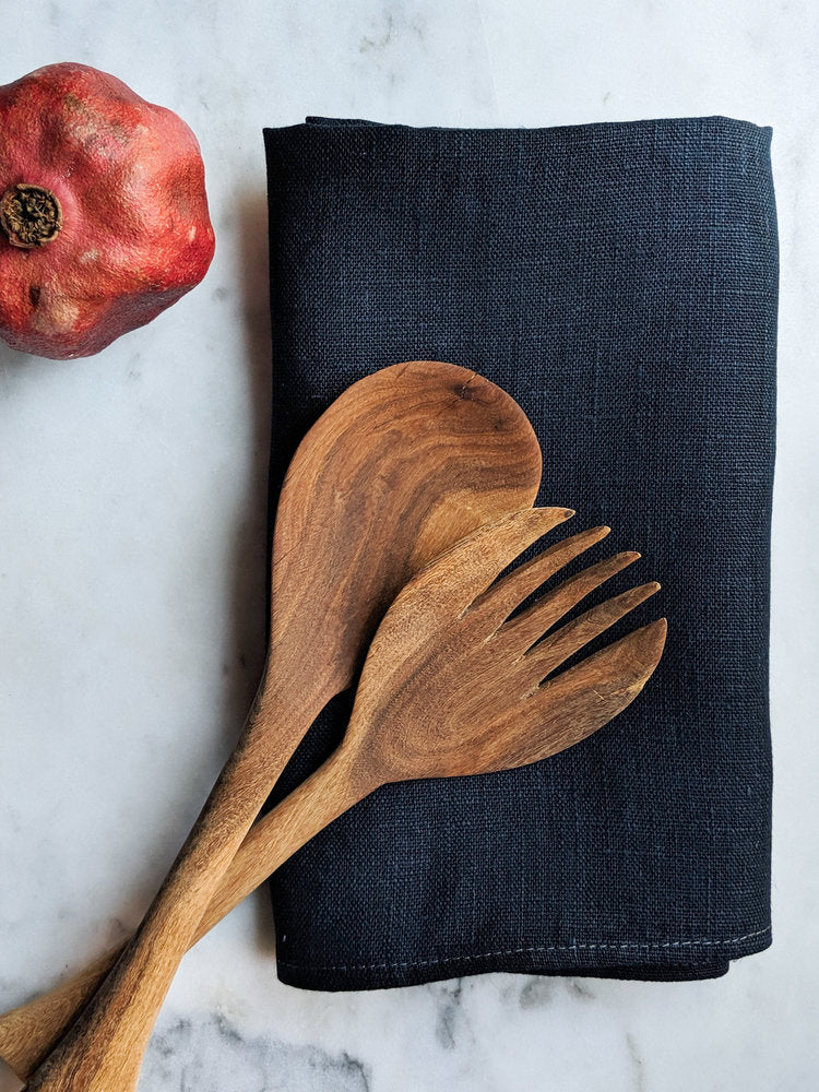 Navy linen tea towel