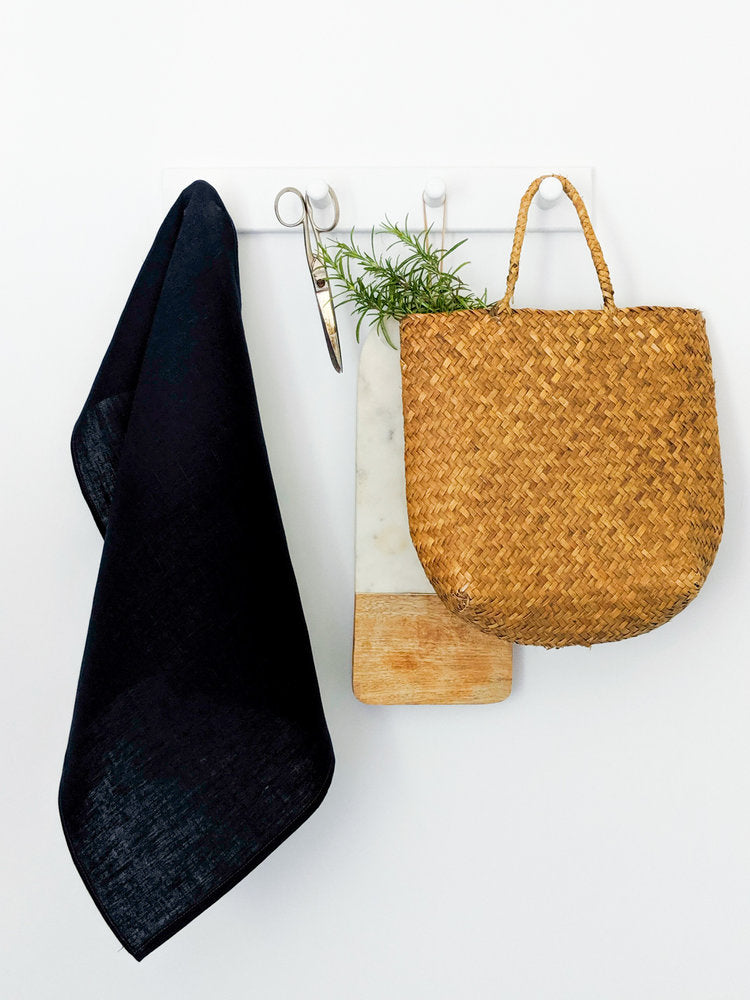 Navy linen tea towel