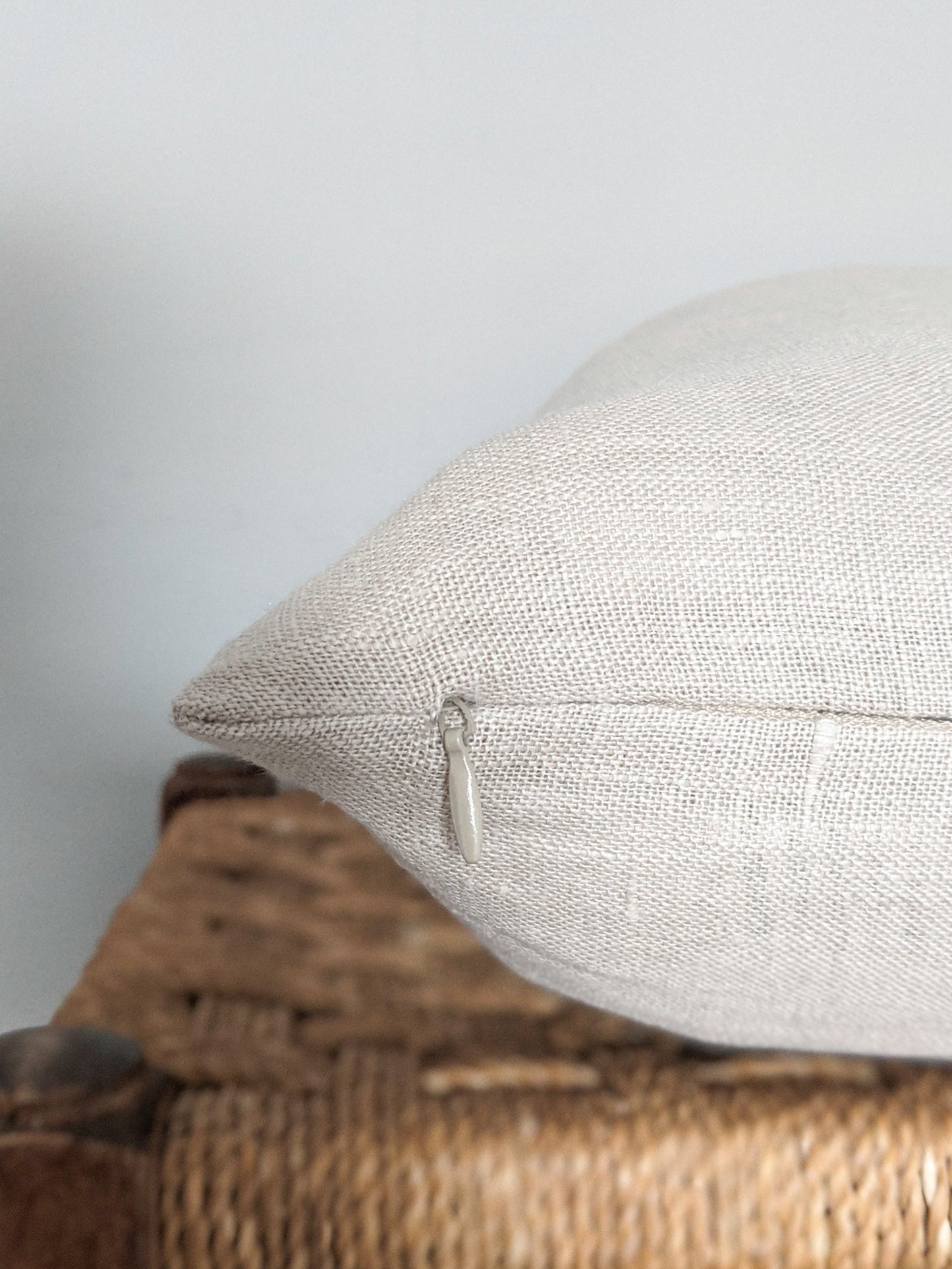 Linen Stripe Rectangle Cushion - Natural and Black